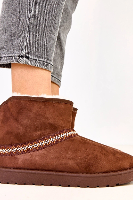 Hnedé nízke snehové topánky z umelého...