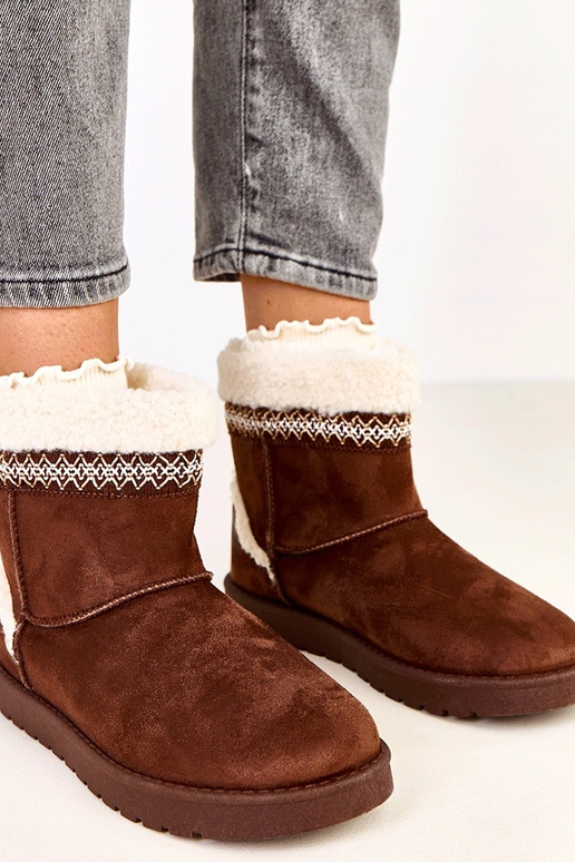 Hnedé nízke snehové topánky zdobené...