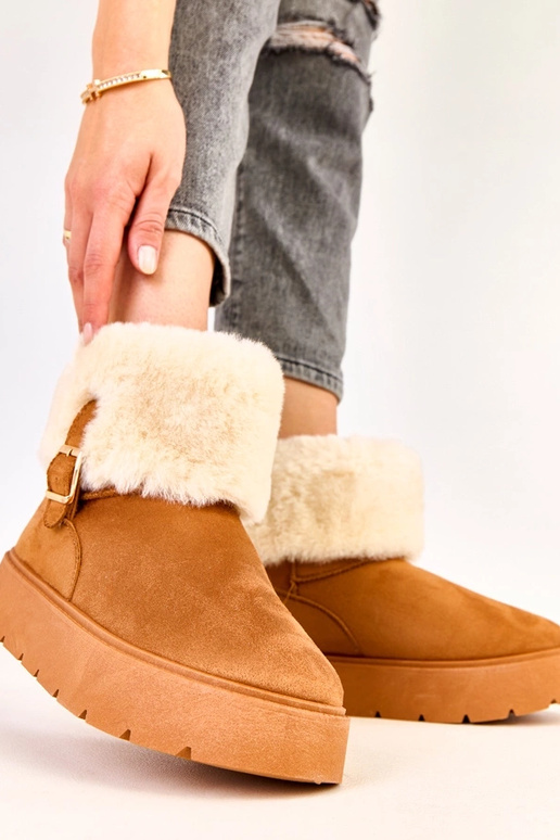 Hnedé snehové topánky s platformou...