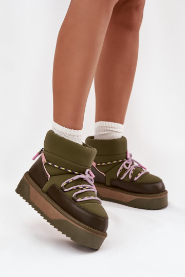 Snehule s platformou D.Franklin DFSH371015 khaki farby 2