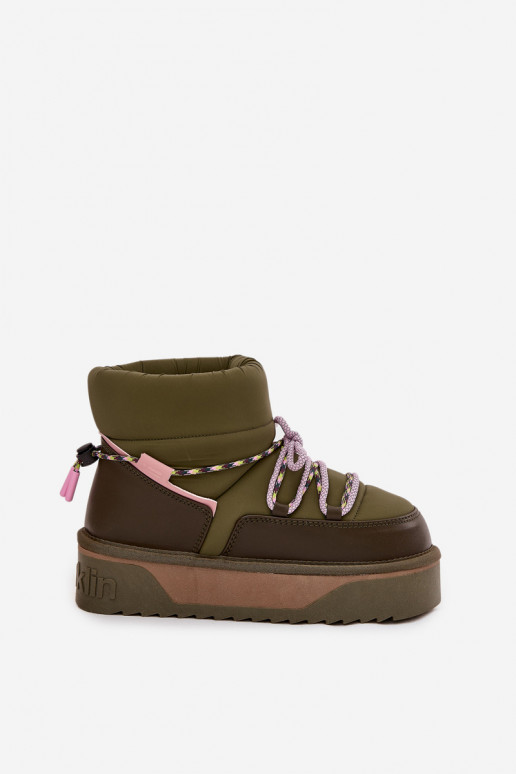 Snehule s platformou D.Franklin DFSH371015 khaki farby