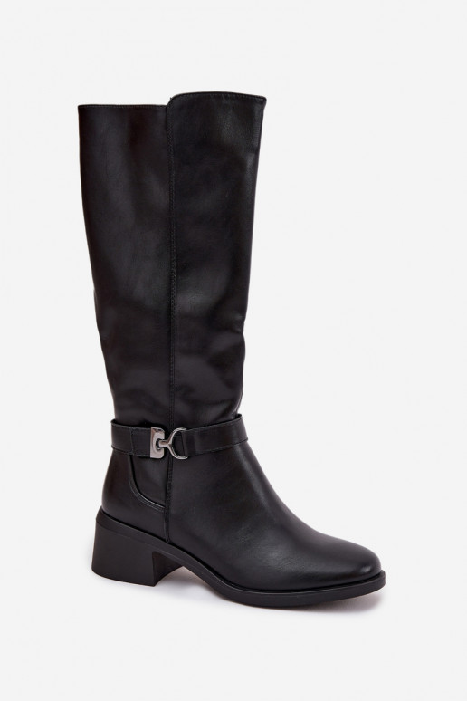 zahriať sa dámske čižmy Zapnuté Klocku s popruhmi Sergio Leone KZ25826 čierna