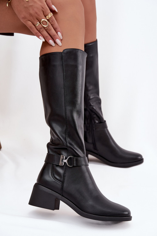 zahriať sa dámske čižmy Zapnuté Klocku s popruhmi Sergio Leone KZ25826 čierna