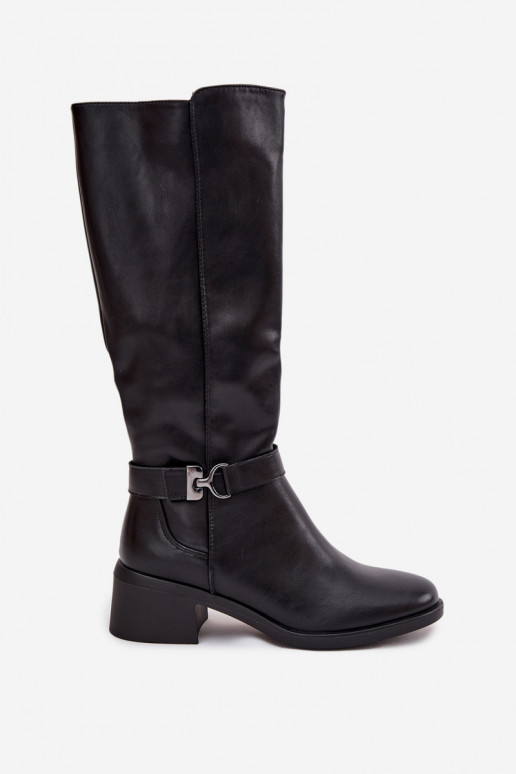 zahriať sa dámske čižmy Zapnuté Klocku s popruhmi Sergio Leone KZ25826 čierna