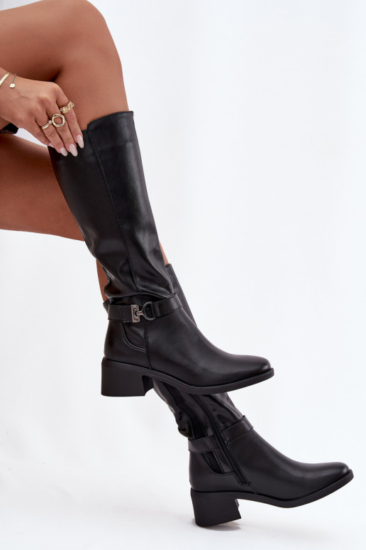 zahriať sa dámske čižmy Zapnuté Klocku s popruhmi Sergio Leone KZ25826 čierna