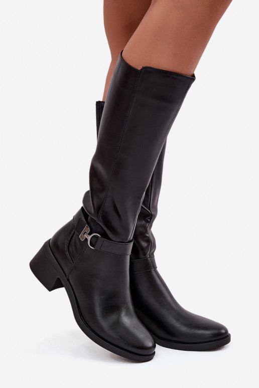 zahriať sa dámske čižmy Zapnuté Klocku s popruhmi Sergio Leone KZ25826 čierna