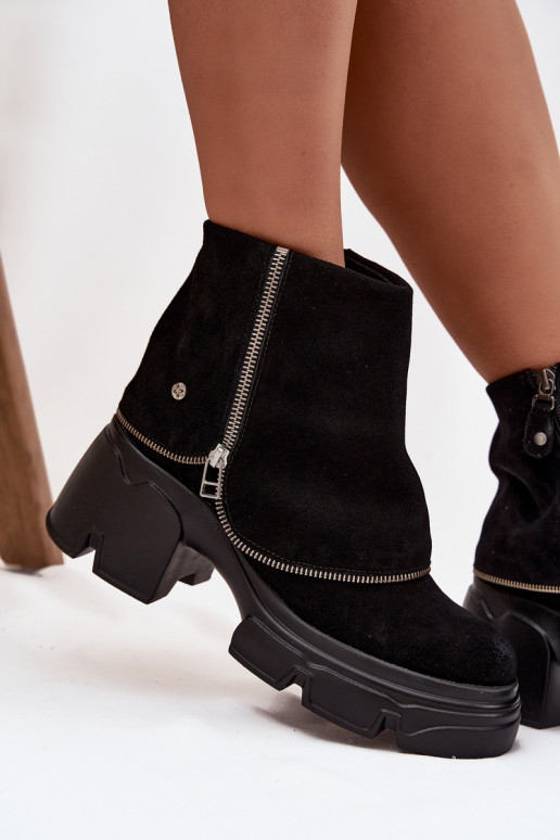 Kožené Dámske čižmyINyIniniętą CholeInką Máciejka 07145-01 čierna