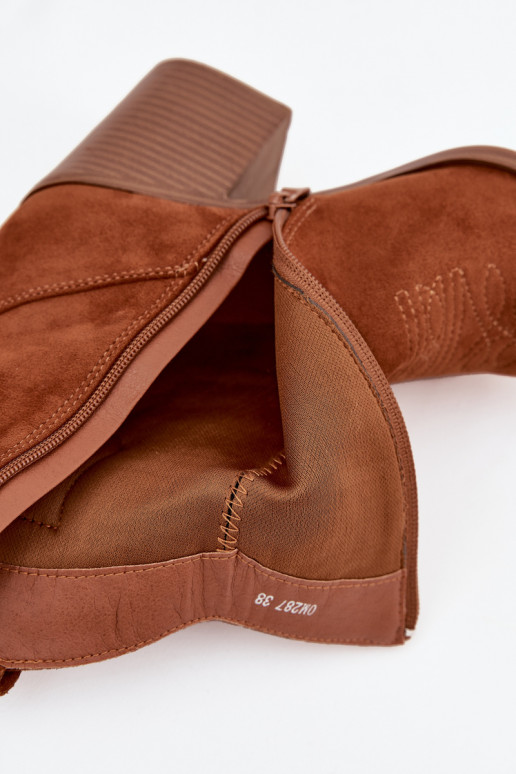 čižmy v kovbojskom štýle Dámske s podpätkami Hnedá farba Jessa