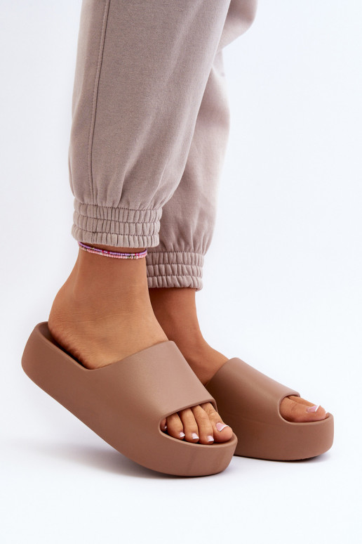 Dámske Papuče Zapnuté hrubej podrážke Hnedá farba Oreithano