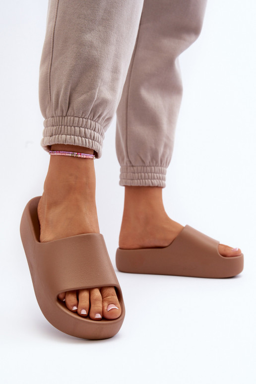 Dámske Papuče Zapnuté hrubej podrážke Hnedá farba Oreithano