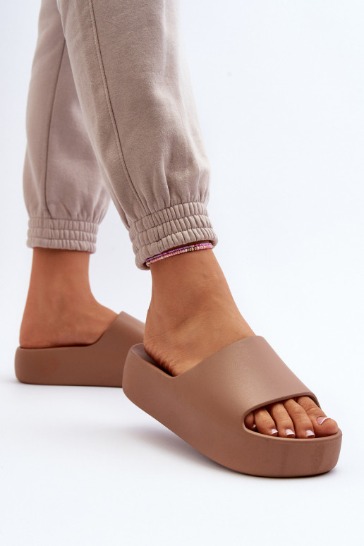 Dámske Papuče Zapnuté hrubej podrážke Hnedá farba Oreithano