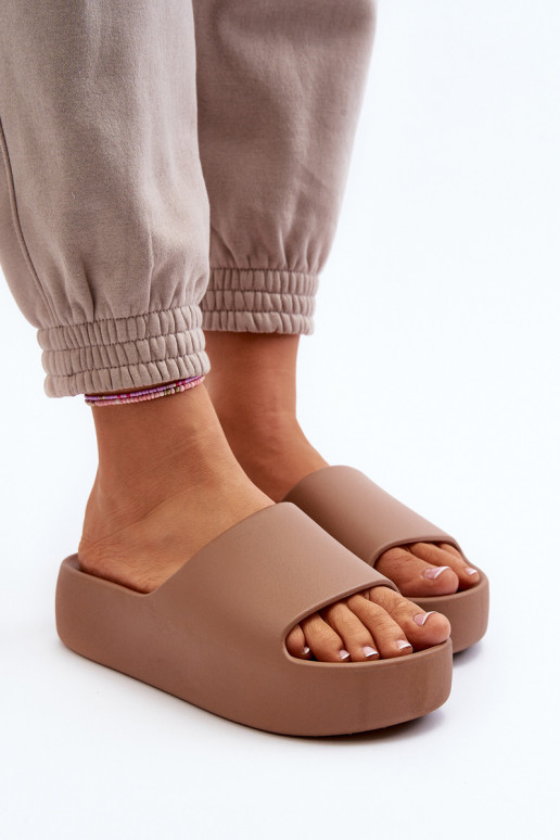 Dámske Papuče Zapnuté hrubej podrážke Hnedá farba Oreithano