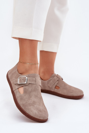 zo semišu topánky Barefoot Dámske s prackami Zazoo N1261 béžová 2