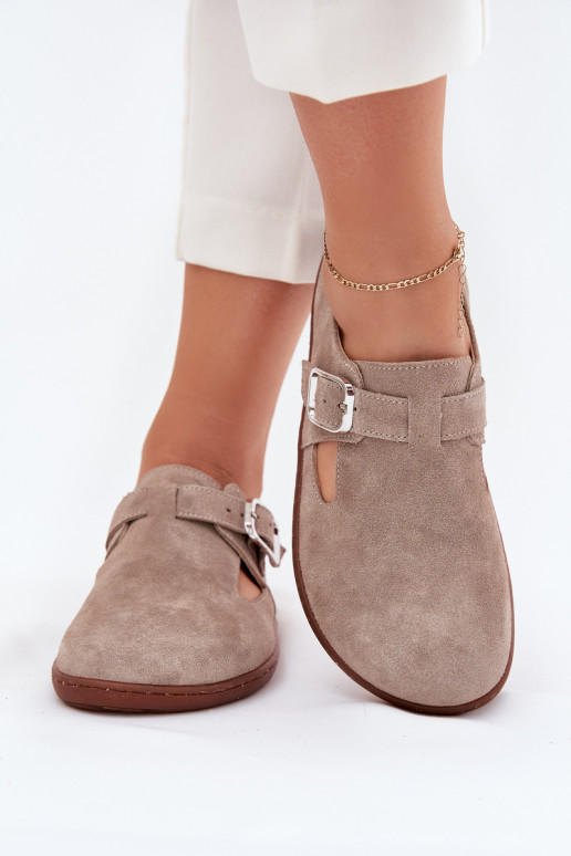 zo semišu topánky Barefoot Dámske s prackami Zazoo N1261 béžová