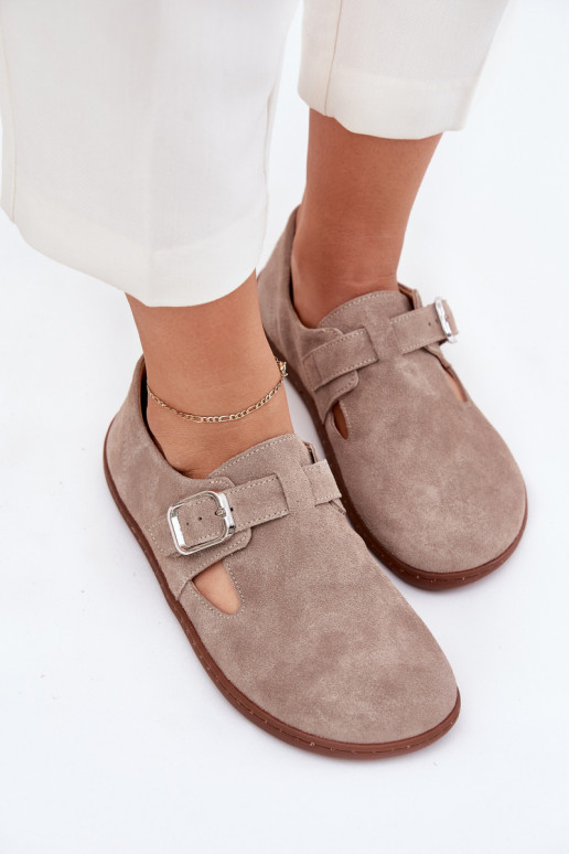 zo semišu topánky Barefoot Dámske s prackami Zazoo N1261 béžová