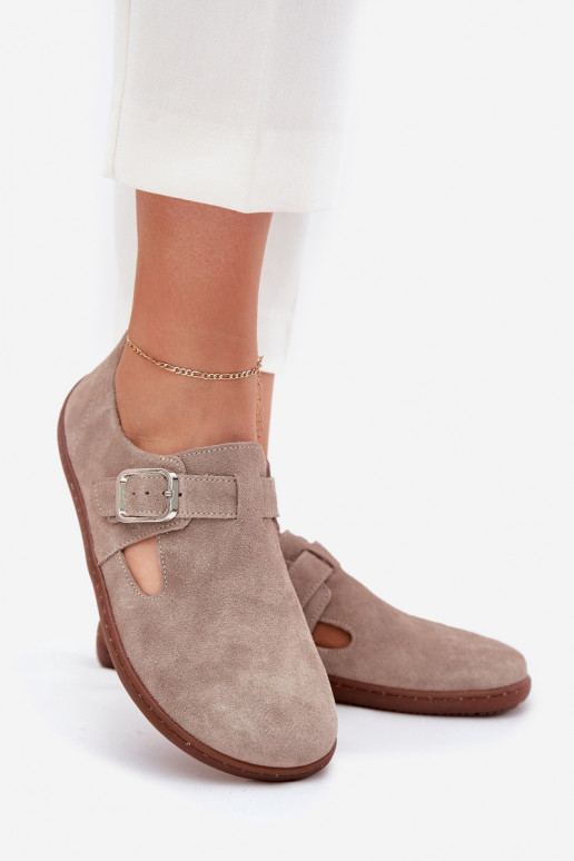 zo semišu topánky Barefoot Dámske s prackami Zazoo N1261 béžová