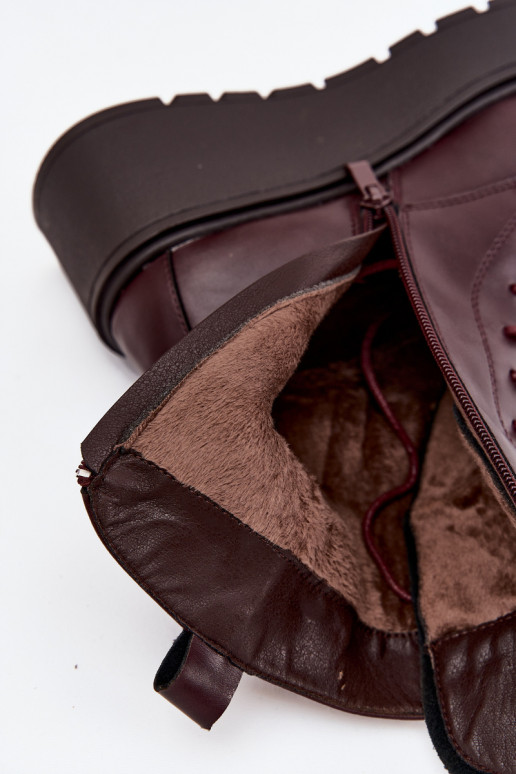 Kožené Dámske čižmy s ozdobami zahriať sa bordová Ulrika