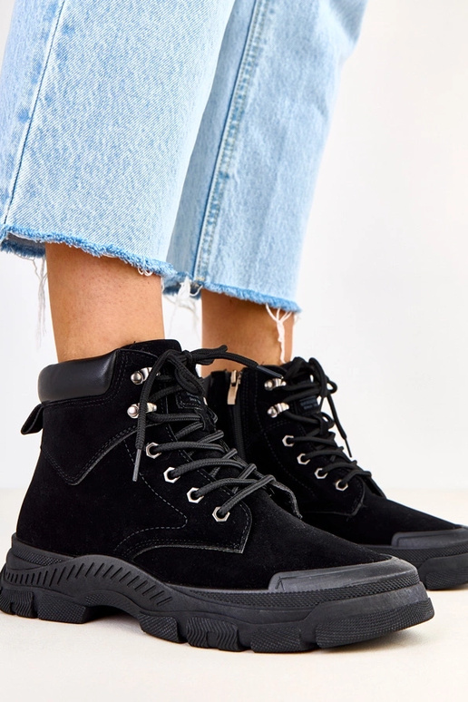 Čierne dámske čižmy z umelého semišu...