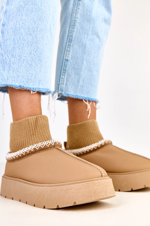 Hnedé snehové topánky s tvarovaným...