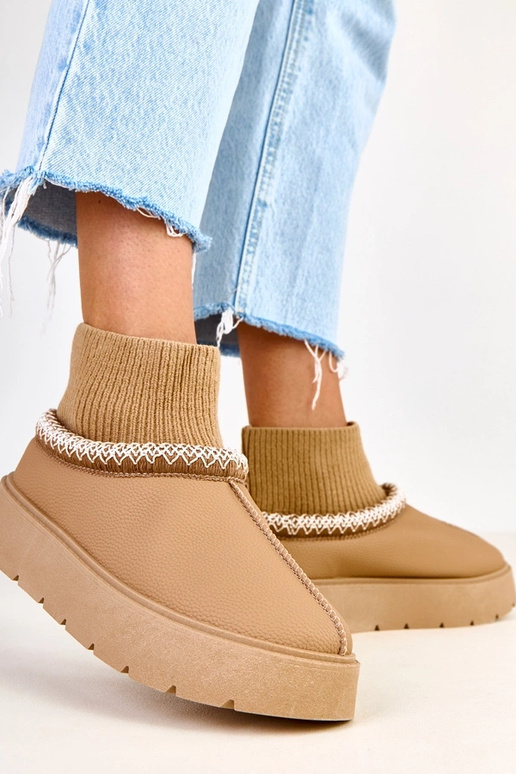 Hnedé snehové topánky s tvarovaným...