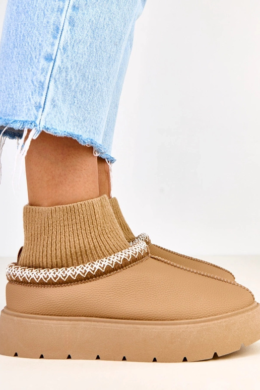 Hnedé snehové topánky s tvarovaným...