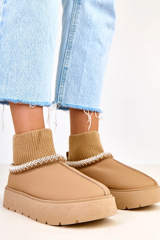 Hnedé snehové topánky s tvarovaným...