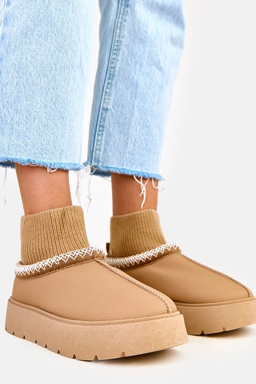 Hnedé snehové topánky s tvarovaným...