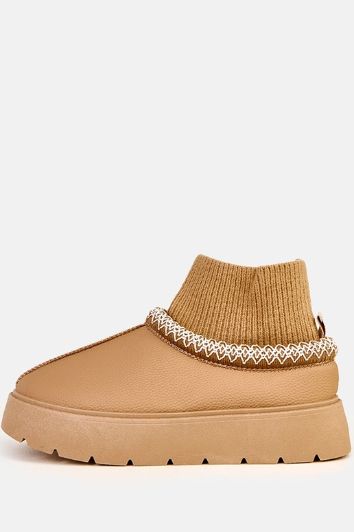 Hnedé snehové topánky s tvarovaným...