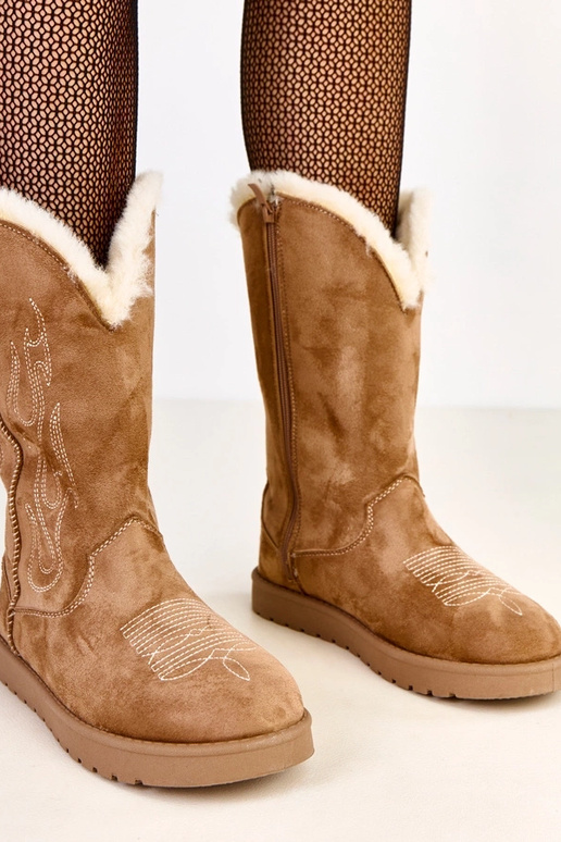 Tmavo pieskové snehové topánky s...