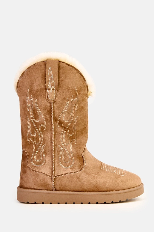 Tmavo pieskové snehové topánky s...