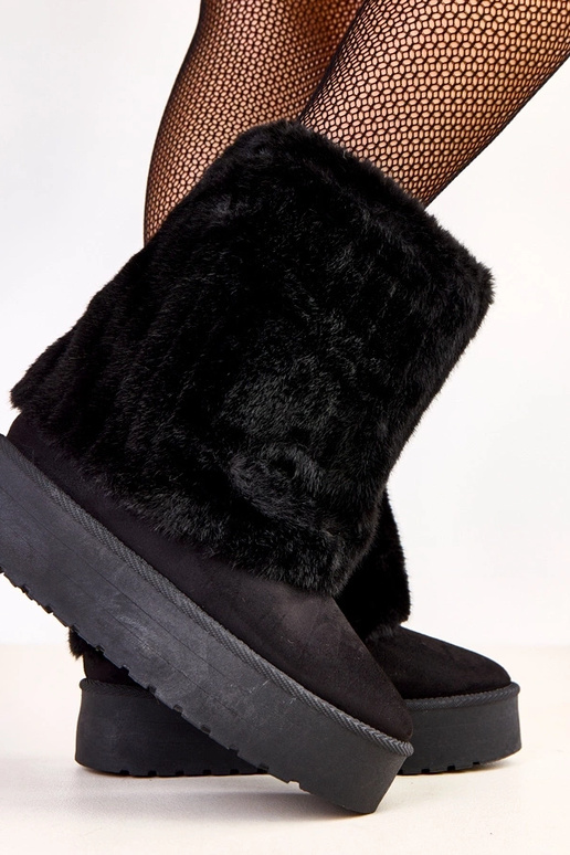 Čierne snehové topánky na platforme s...