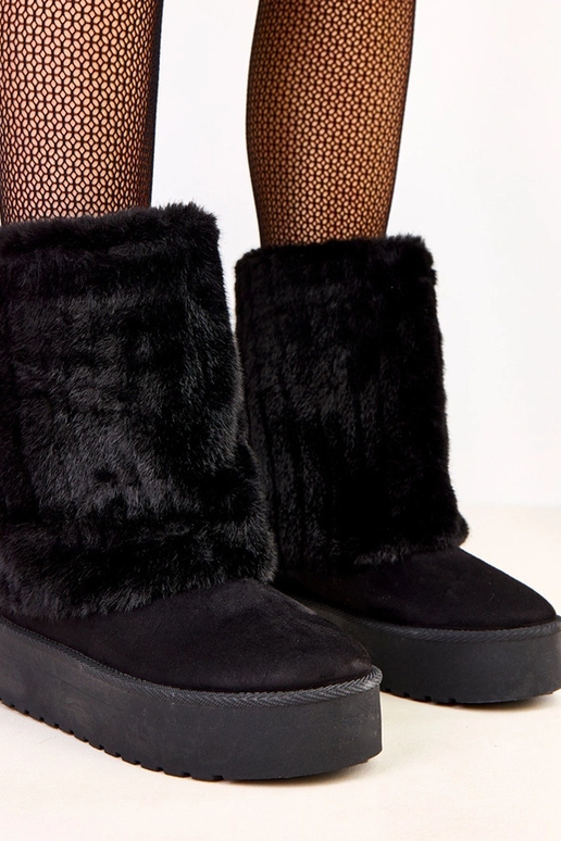 Čierne snehové topánky na platforme s...