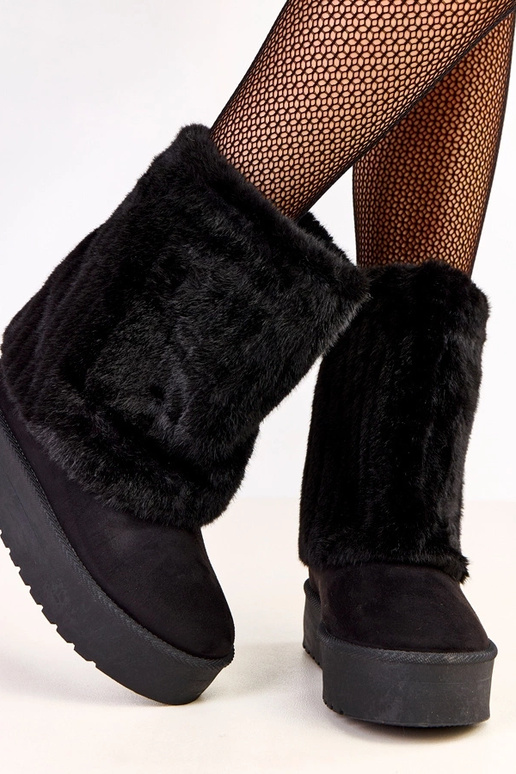 Čierne snehové topánky na platforme s...