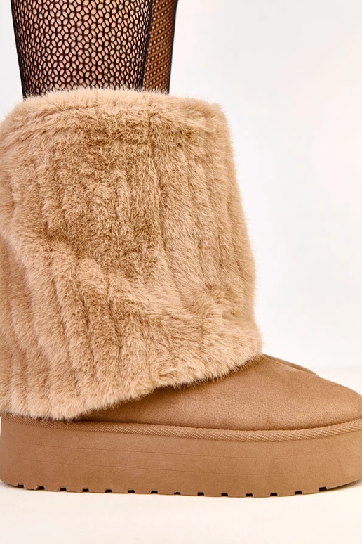 Tmavo pieskové snehové topánky na...