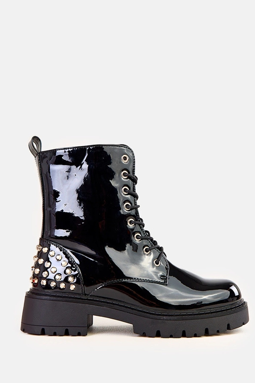 Čierne lakované vysoké čižmy s...