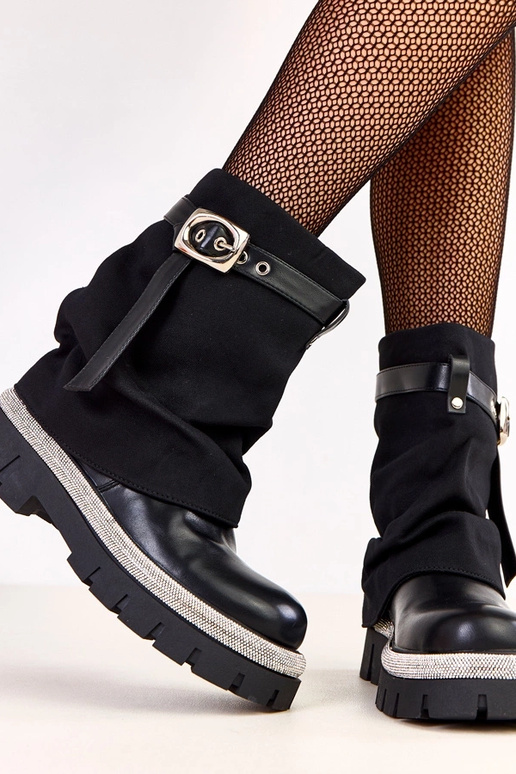 Čierne čižmy s otvoreným zvrškom a...