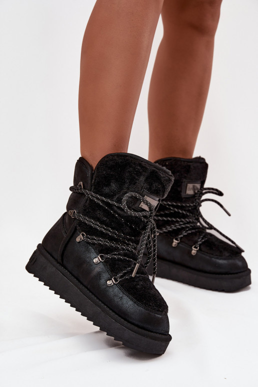 Snehule Dámske s platformou s kožušinou D.Franklin DFSH37005 čierna