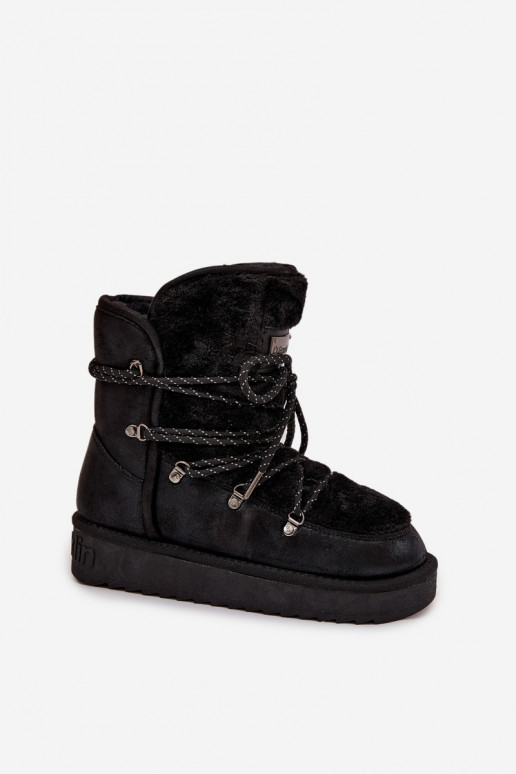 Snehule Dámske s platformou s kožušinou D.Franklin DFSH37005 čierna