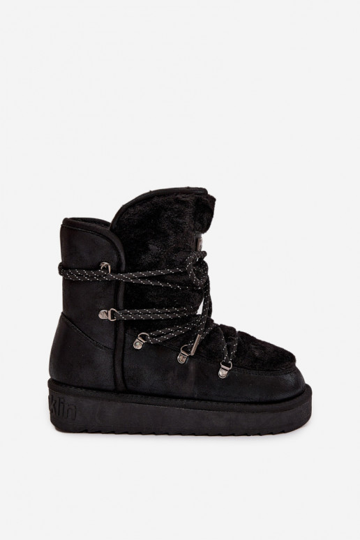 Snehule Dámske s platformou s kožušinou D.Franklin DFSH37005 čierna