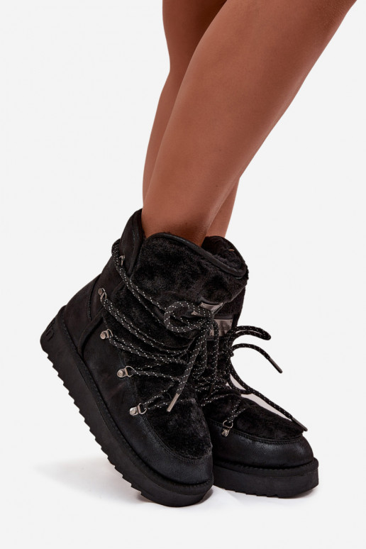 Snehule Dámske s platformou s kožušinou D.Franklin DFSH37005 čierna