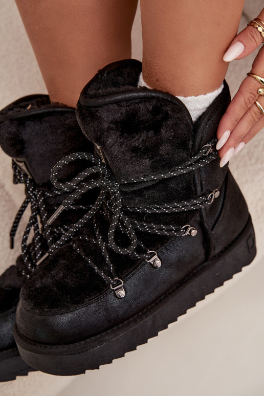 Snehule Dámske s platformou s kožušinou D.Franklin DFSH37005 čierna