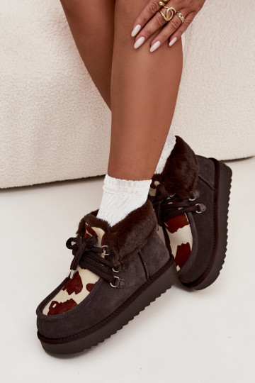 Snehule DámskeZapnutéturalnego zo semišuu Łaty D.Franklin DFSH375008 CzekoladoIne