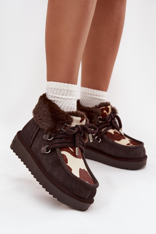 Snehule DámskeZapnutéturalnego zo semišuu Łaty D.Franklin DFSH375008 CzekoladoIne