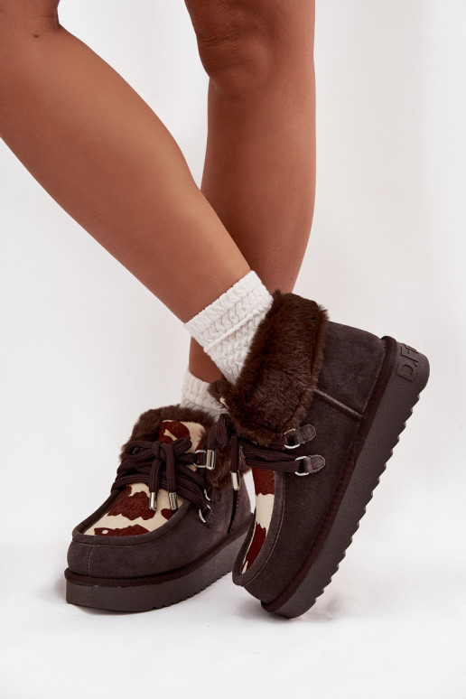 Snehule DámskeZapnutéturalnego zo semišuu Łaty D.Franklin DFSH375008 CzekoladoIne