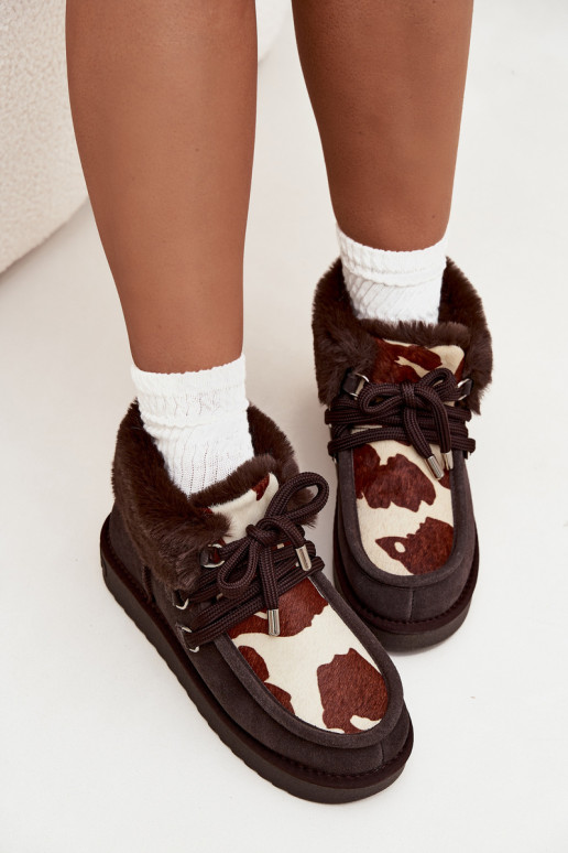 Snehule DámskeZapnutéturalnego zo semišuu Łaty D.Franklin DFSH375008 CzekoladoIne