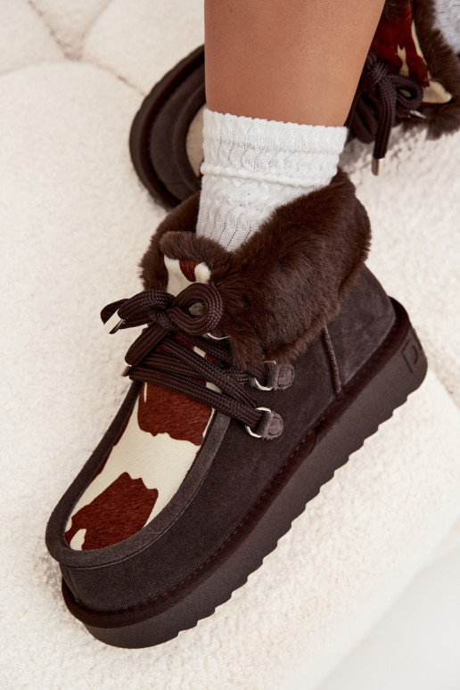 Snehule DámskeZapnutéturalnego zo semišuu Łaty D.Franklin DFSH375008 CzekoladoIne