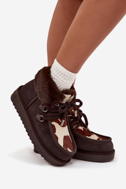 Snehule DámskeZapnutéturalnego zo semišuu Łaty D.Franklin DFSH375008 CzekoladoIne