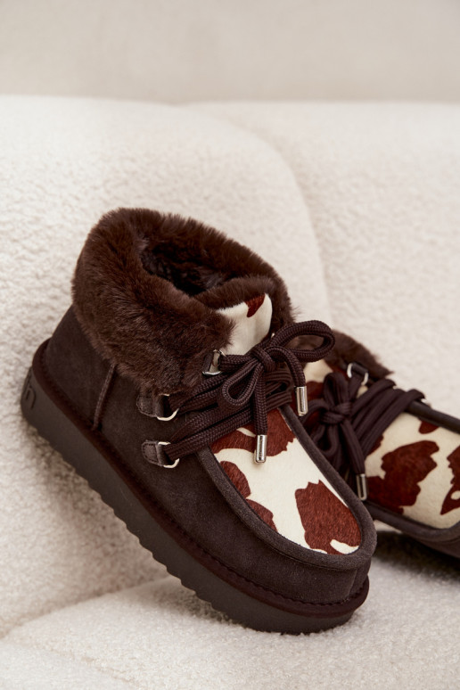 Snehule DámskeZapnutéturalnego zo semišuu Łaty D.Franklin DFSH375008 CzekoladoIne