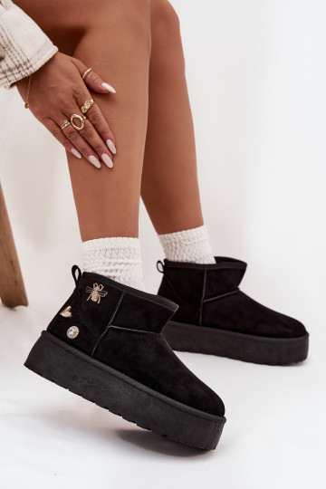 Snehule Dámske s platformouPrzypinkami čierna Máelle
