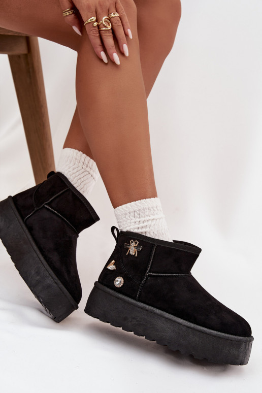 Snehule Dámske s platformouPrzypinkami čierna Máelle